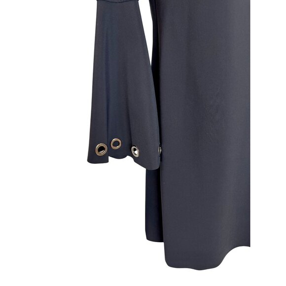 Chiara Boni La Petite Robe Black Bell-Sleeve Dress w/ Grommet Embellishments - M - Picture 5 of 9